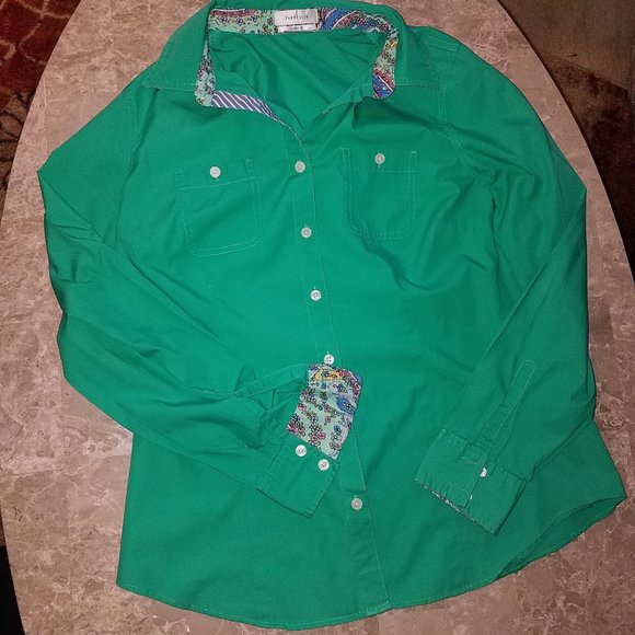 Van Heusen Kelly Green Button-Down Dress Shirt M - Picture 1 of 7